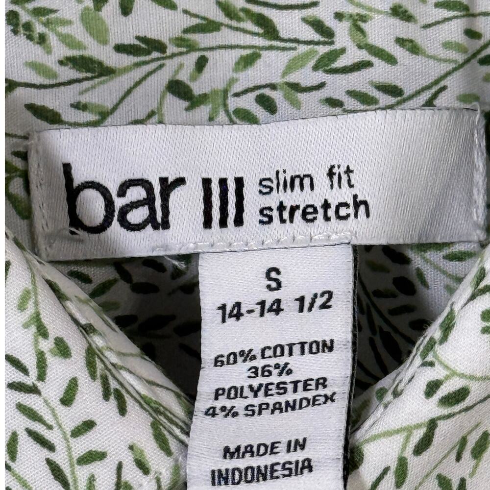 Bar III Men's Slim-Fit Contrast Vine Dress Shirt, White Green small $70 - Picture 6 of 6